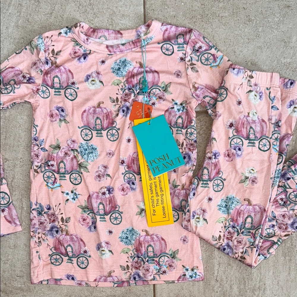 Posh Peanut Pink Floral Carriage Pajama Set NEW WITH TAGS